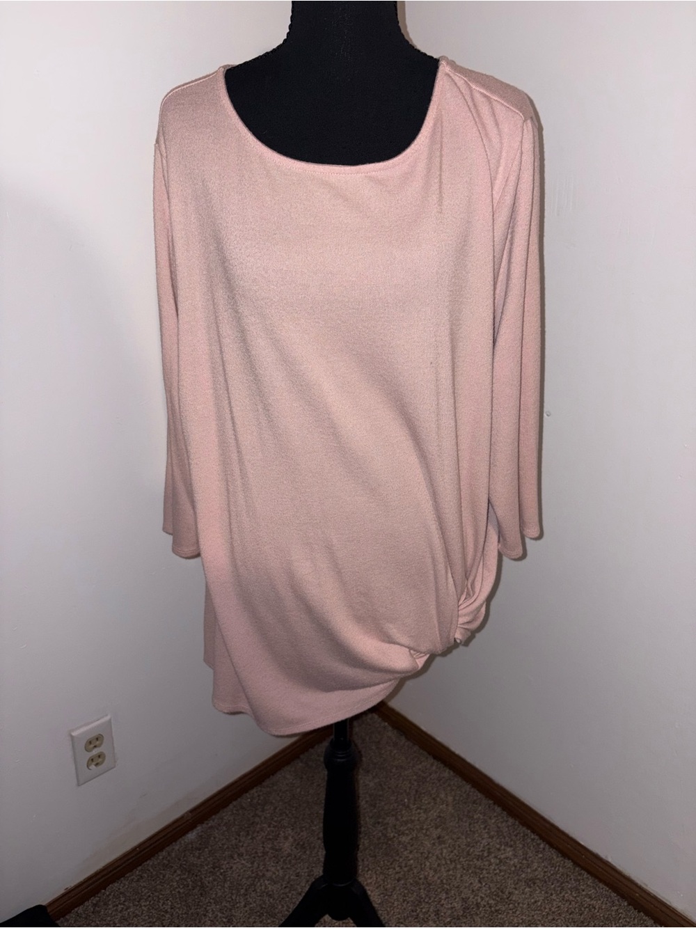 Matty M Pale Blush Pink Long Sleeve Twist Hem Tunic